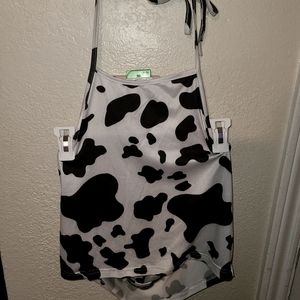 Shein curve Cow Print Cropped Halter Top (1XL)